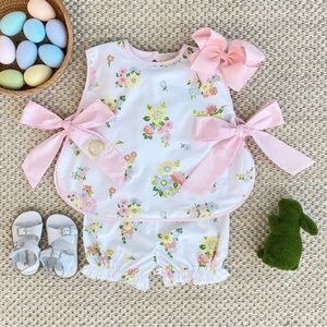 Beaufort Bonnet TBBC Talbott Tie Side Set - Biltmore Blooms - Pink - RARE - HTF